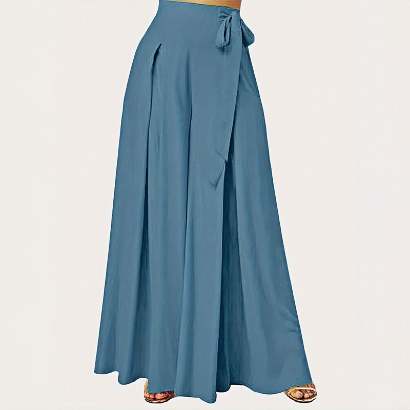 Pantalones de mujer de pierna ancha con cordón ajustable y bolsillos, estilo retro informal de primavera con estampado de Buddha Stones . - Azul real - US14，UK/AU18，EU46 (2XL) - image 0