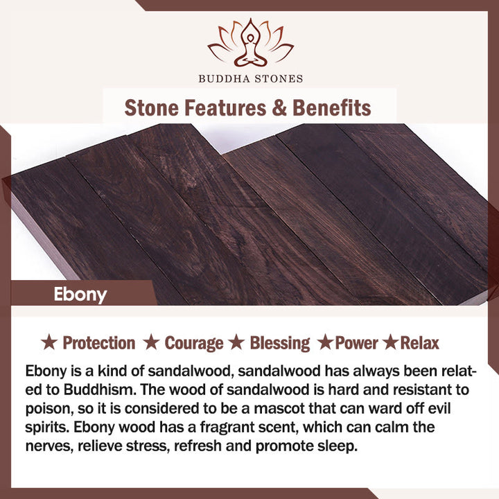 Horquilla protectora con borlas de nudo chino de hilo rojo y ébano con Buddha Stones