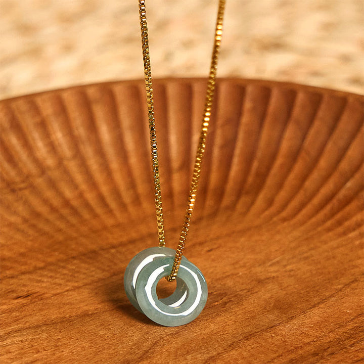 Collar con colgante de prosperidad y doble hebilla de paz de jade y Buddha Stones