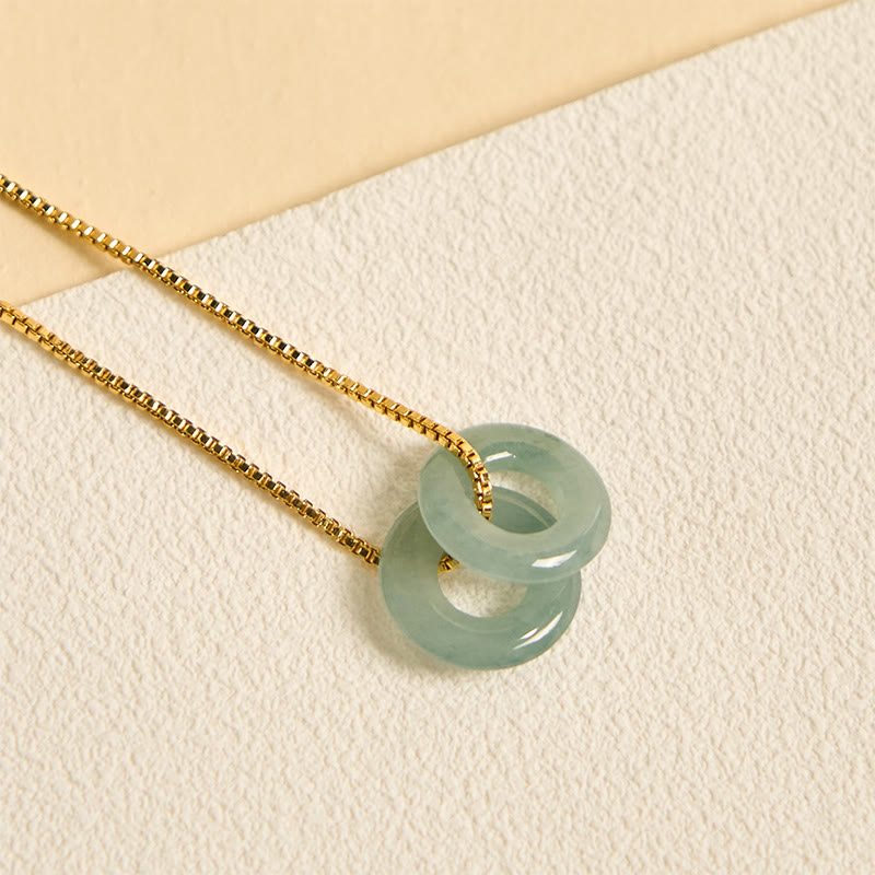 Collar con colgante de prosperidad y doble hebilla de paz de jade y Buddha Stones