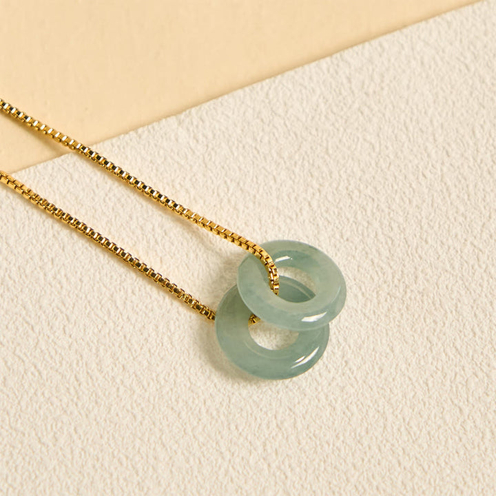Collar con colgante de prosperidad y doble hebilla de paz de jade y Buddha Stones