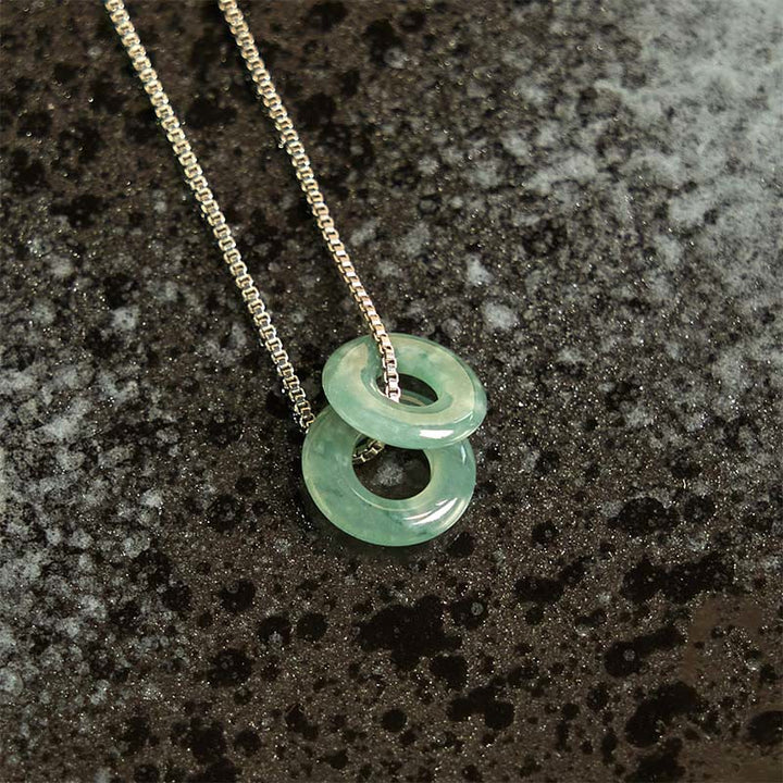 Collar con colgante de prosperidad y doble hebilla de paz de jade y Buddha Stones