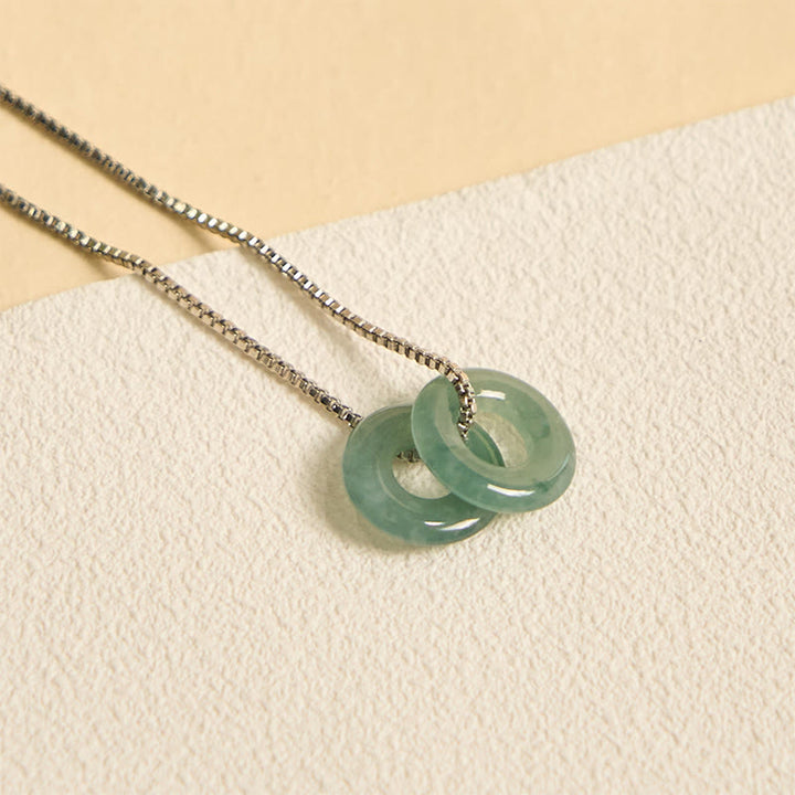 Collar con colgante de prosperidad y doble hebilla de paz de jade y Buddha Stones
