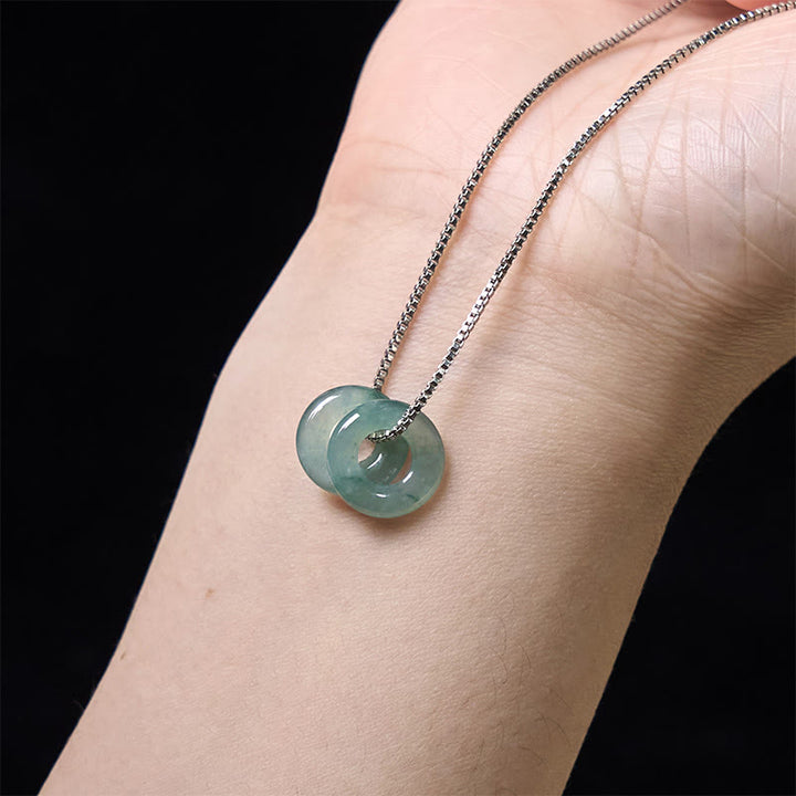 Collar con colgante de prosperidad y doble hebilla de paz de jade y Buddha Stones