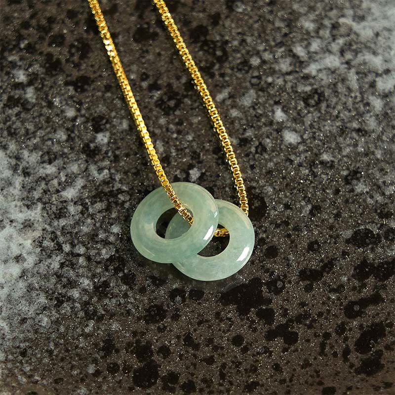 Collar con colgante de prosperidad y doble hebilla de paz de jade y Buddha Stones