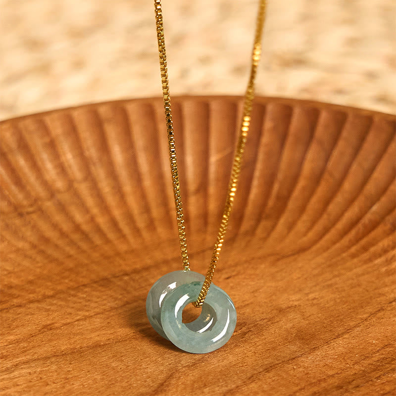 Collar con colgante de prosperidad y doble hebilla de paz de jade y Buddha Stones