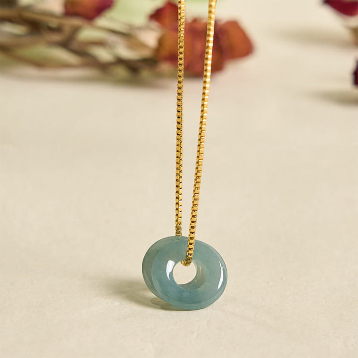 Collar con colgante de prosperidad y doble hebilla de paz de jade y Buddha Stones
