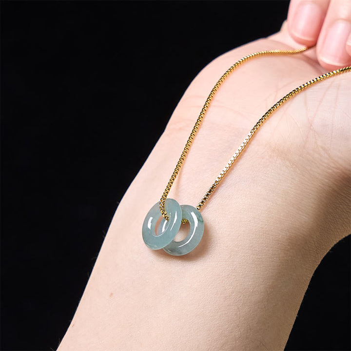 Collar con colgante de prosperidad y doble hebilla de paz de jade y Buddha Stones