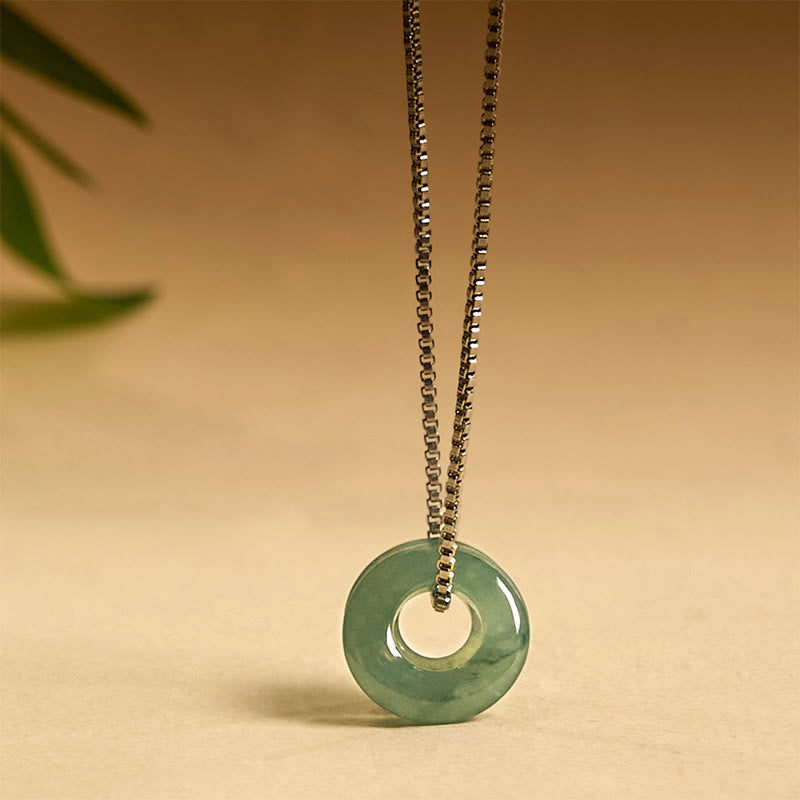 Collar con colgante de prosperidad y doble hebilla de paz de jade y Buddha Stones