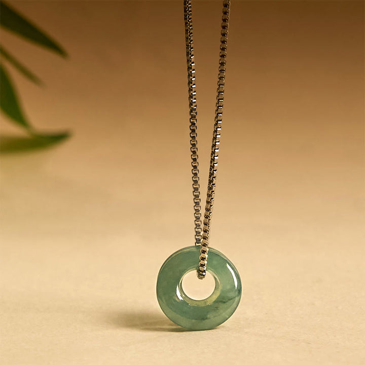 Collar con colgante de prosperidad y doble hebilla de paz de jade y Buddha Stones