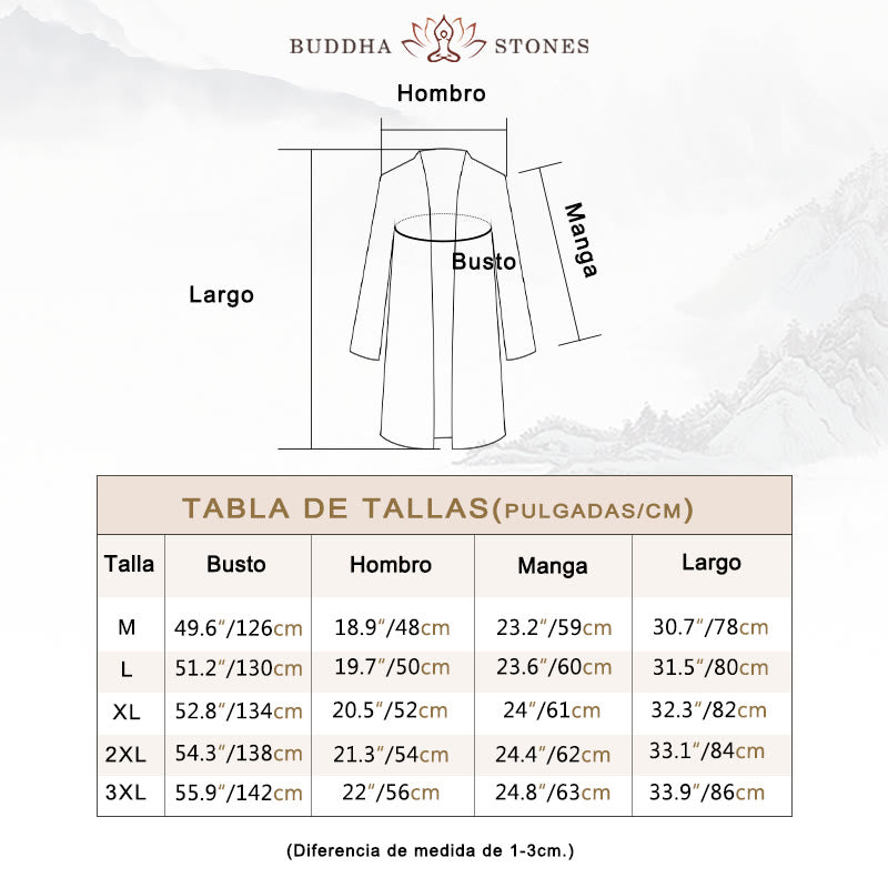 Abrigo de lino y algodón informal sencillo de otoño con Buddha Stones para hombre - image 5