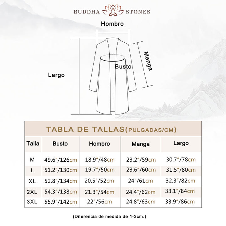 Abrigo de lino y algodón informal sencillo de otoño con Buddha Stones para hombre - image 5