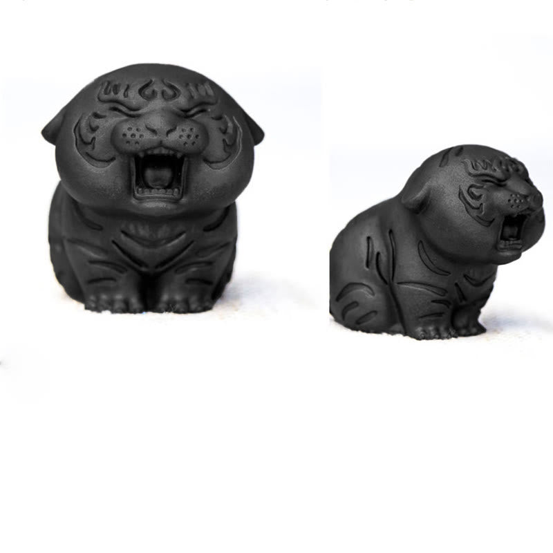 Estatua de resina fundida con óxido de hierro en polvo de tigre en miniatura con Buddha Stones para decoración del hogar