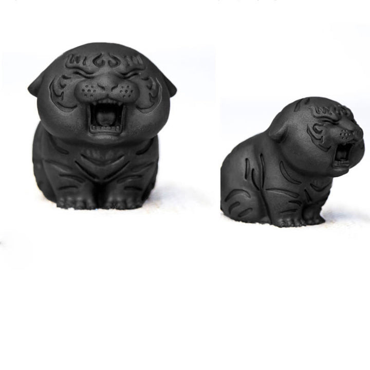 Estatua de resina fundida con óxido de hierro en polvo de tigre en miniatura con Buddha Stones para decoración del hogar