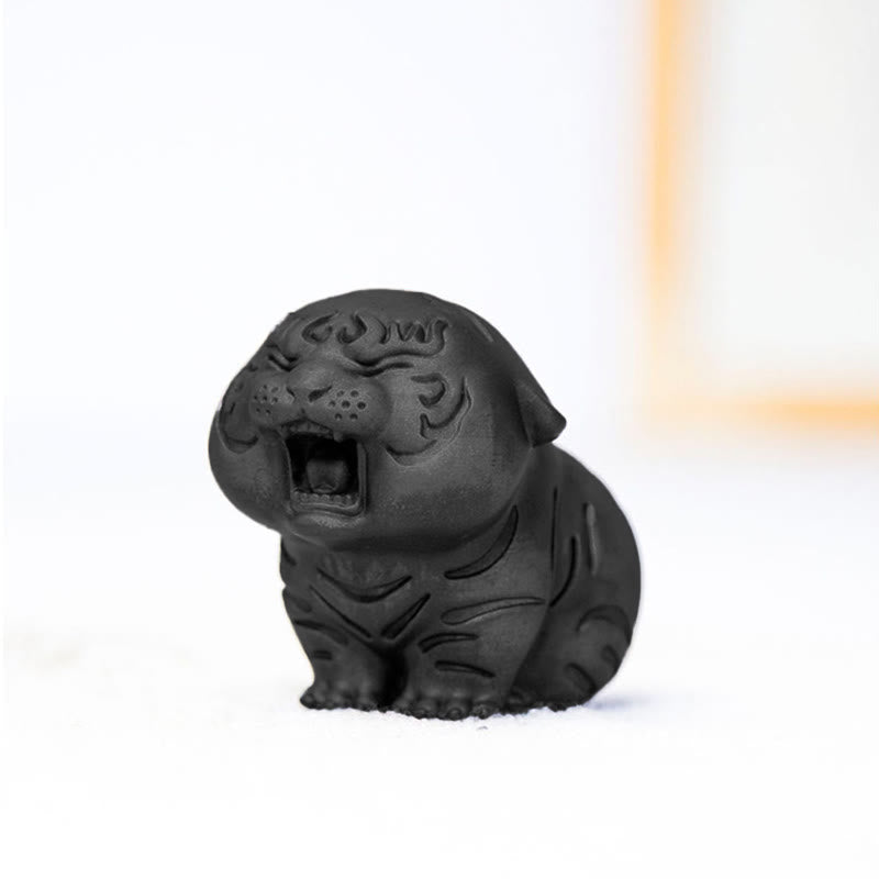 Estatua de resina fundida con óxido de hierro en polvo de tigre en miniatura con Buddha Stones para decoración del hogar