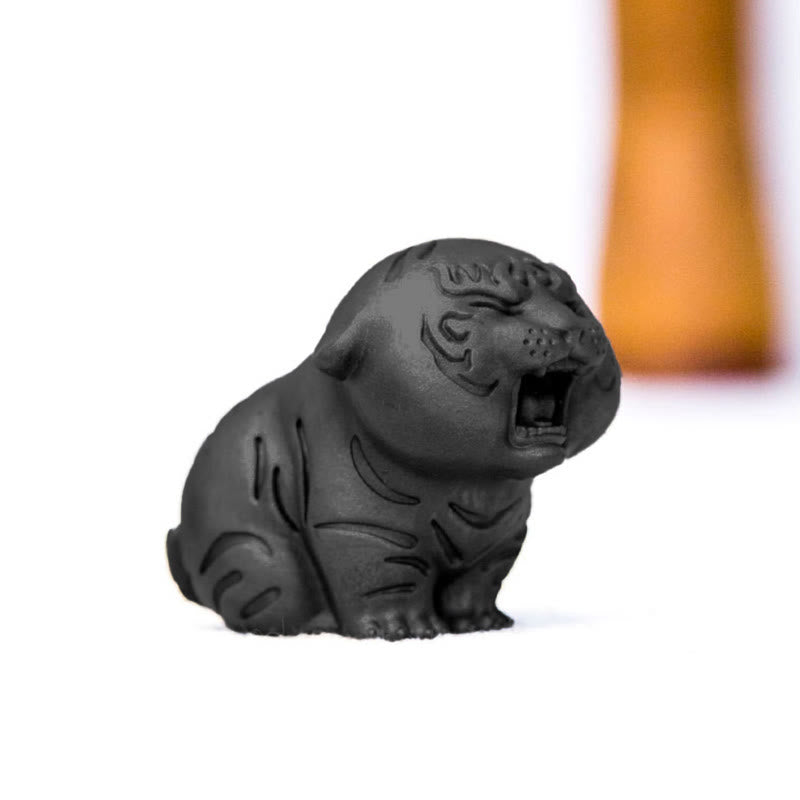 Estatua de resina fundida con óxido de hierro en polvo de tigre en miniatura con Buddha Stones para decoración del hogar
