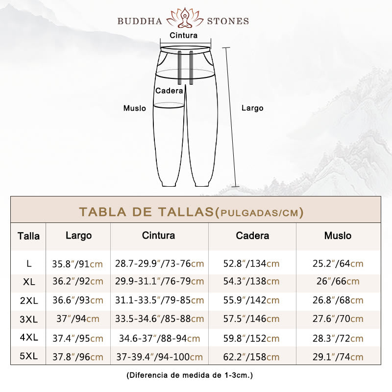 Pantalones de lino con cordón ajustable en color rojo liso y bolsillos para hombre con Buddha Stones - image 3