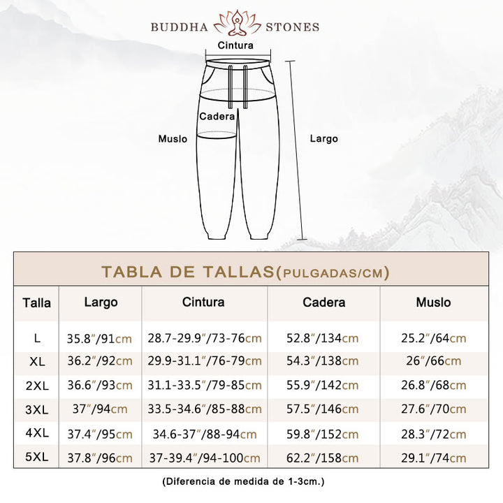 Pantalones de lino con cordón ajustable en color rojo liso y bolsillos para hombre con Buddha Stones - image 3