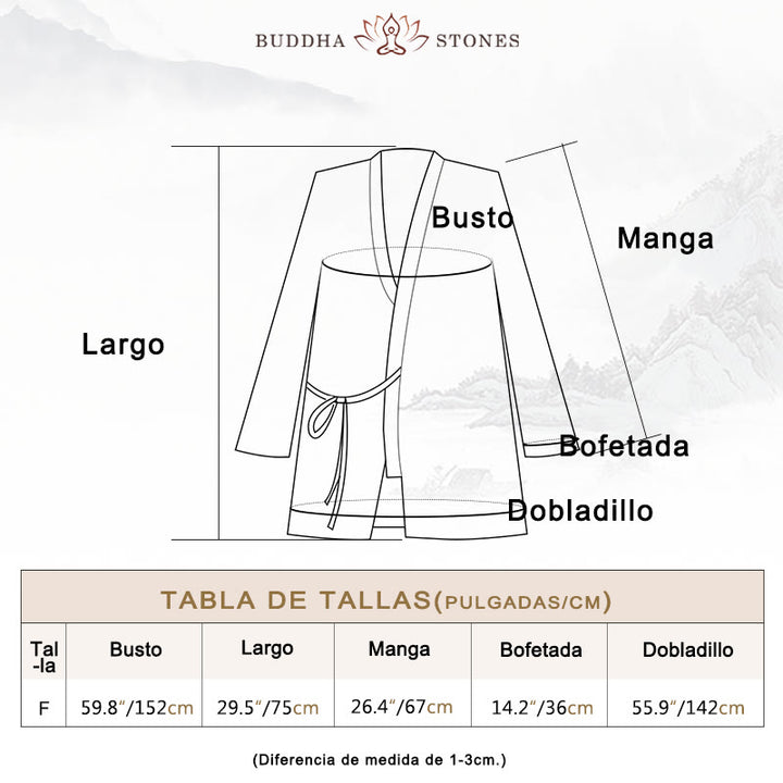 Buddha Stones Tie Dye Abrigo con diseño de cordones Meditación Zen Chaqueta con parte delantera abierta - image 3