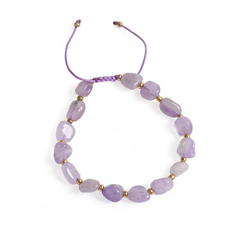 Pulsera de equilibrio con hilo trenzado de amatista y forma irregular con Buddha Stones