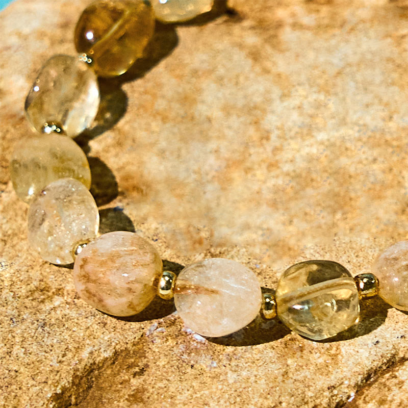 Pulsera de la felicidad con hilo trenzado de citrino y forma irregular con Buddha Stones