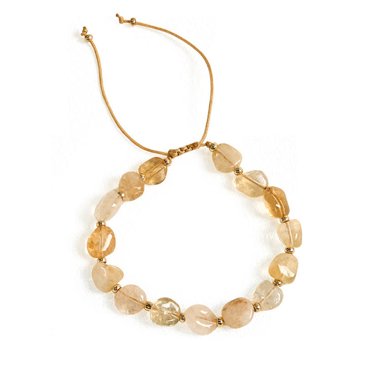 Pulsera de la felicidad con hilo trenzado de citrino y forma irregular con Buddha Stones