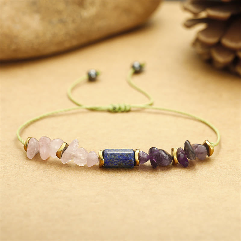 Pulsera espiritual de amatista, cuarzo rosa y lazurita "Mejores amigos para siempre" de Buddha Stones