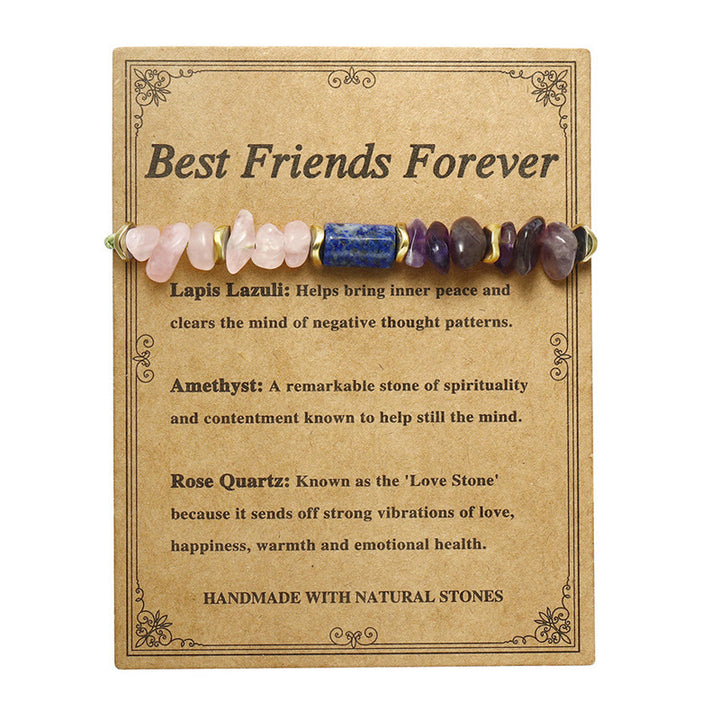 Pulsera espiritual de amatista, cuarzo rosa y lazurita "Mejores amigos para siempre" de Buddha Stones