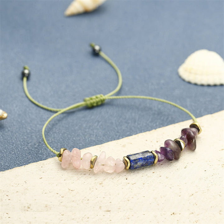 Pulsera espiritual de amatista, cuarzo rosa y lazurita "Mejores amigos para siempre" de Buddha Stones