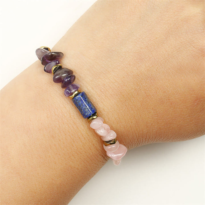 Pulsera espiritual de amatista, cuarzo rosa, lazurita y lapislázuli con Buddha Stones, mejores amigos para siempre - image 10