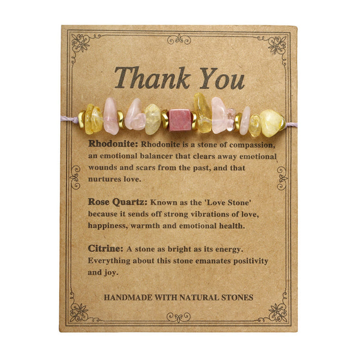Pulsera de Apasionado con Buddha Stones y Cuarzo Rosa, Citrino y Rodonita