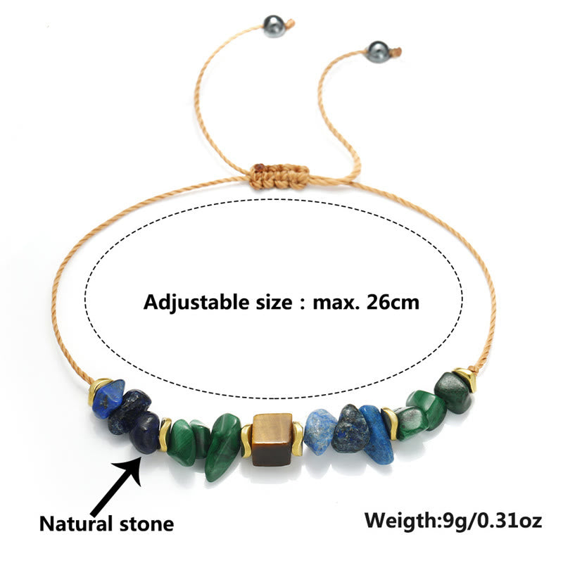 Pulsera antiansiedad con malaquita, ojo de tigre y lazurita con vibraciones positivas de piedra de Buda