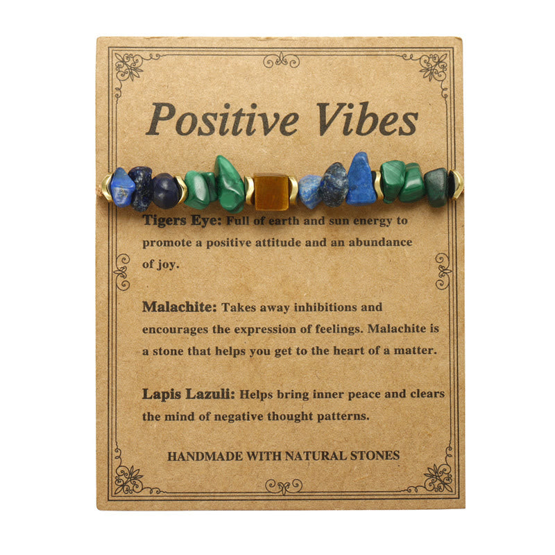 Pulsera antiansiedad con malaquita, ojo de tigre y lazurita con vibraciones positivas de piedra de Buda