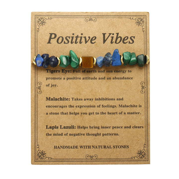 Pulsera antiansiedad con malaquita, ojo de tigre y lazurita con vibraciones positivas de piedra de Buda