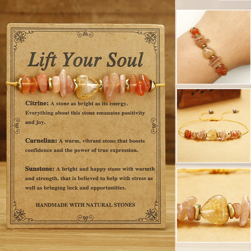 Pulsera de la felicidad con Buddha Stones que elevan tu alma, citrino, cornalina y piedra solar