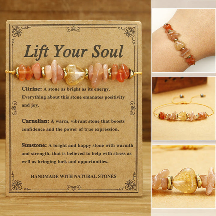 Pulsera de la felicidad con Buddha Stones que elevan tu alma, citrino, cornalina y piedra solar