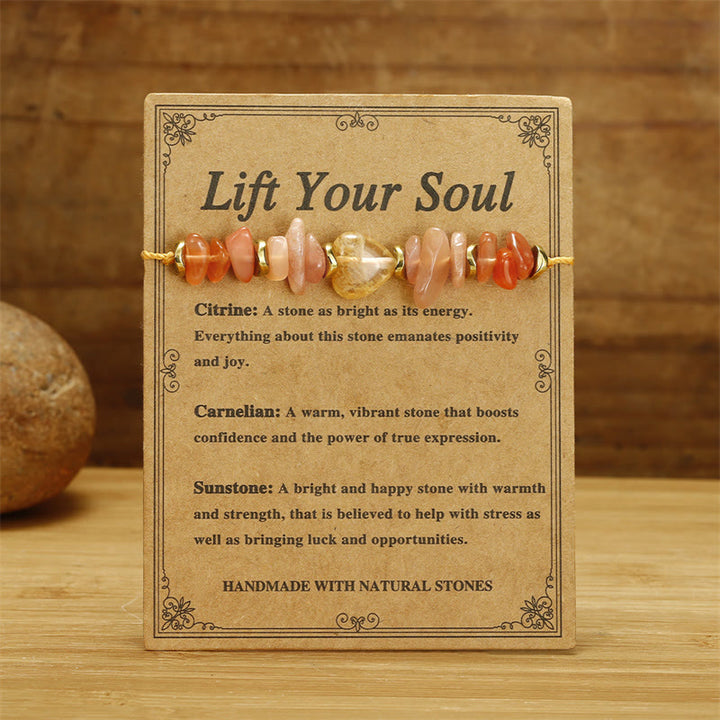 Pulsera de la felicidad con Buddha Stones que elevan tu alma, citrino, cornalina y piedra solar