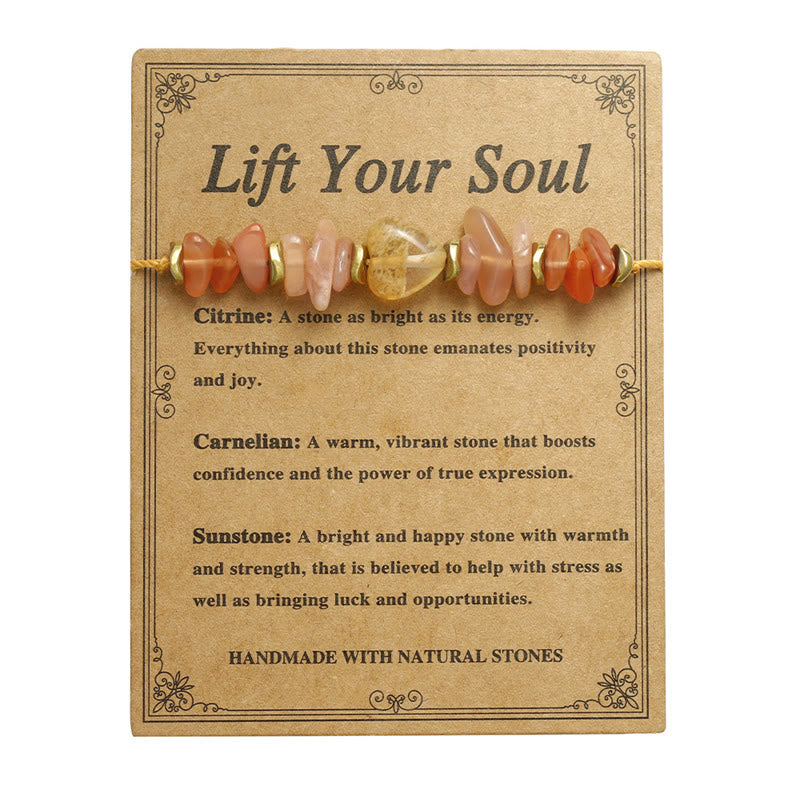 Pulsera de la felicidad con Buddha Stones que elevan tu alma, citrino, cornalina y piedra solar