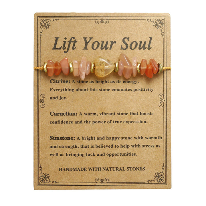 Pulsera de la felicidad con Buddha Stones que elevan tu alma, citrino, cornalina y piedra solar