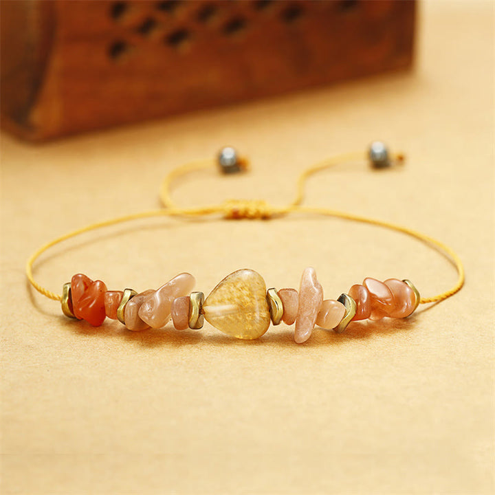 Pulsera de la felicidad con Buddha Stones que elevan tu alma, citrino, cornalina y piedra solar