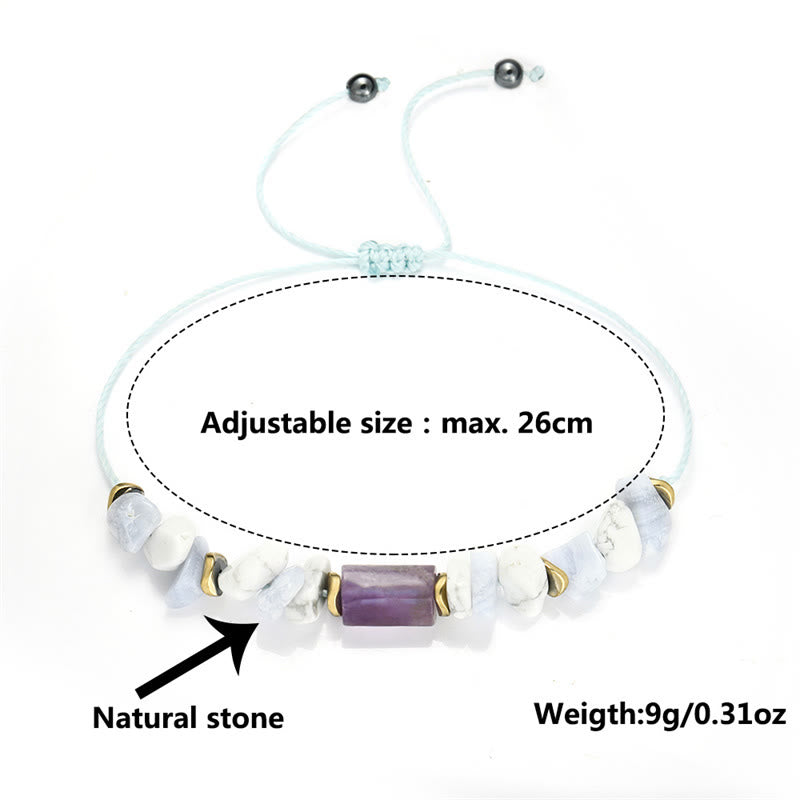 Pulsera curativa de amatista, ágata y howlita con Buddha Stones que desestresan