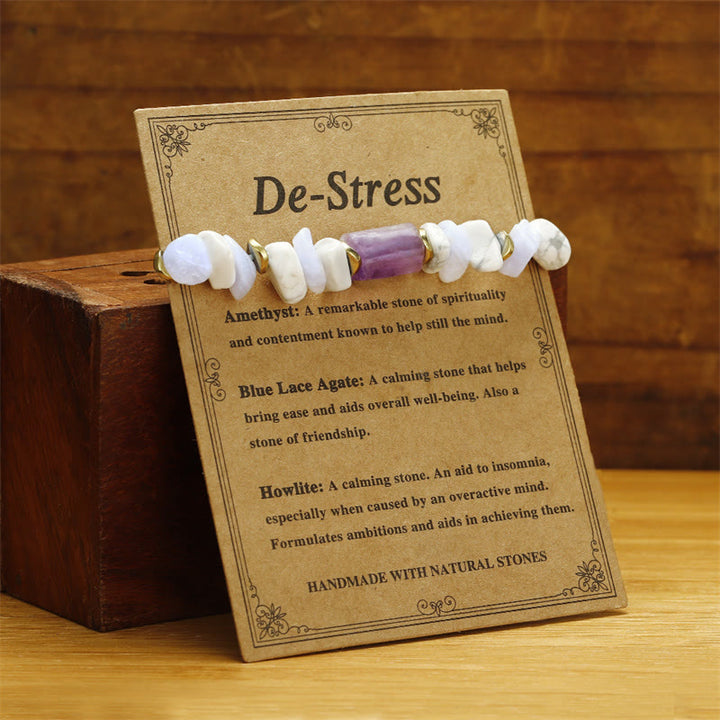 Pulsera curativa de amatista, ágata y howlita con Buddha Stones que desestresan