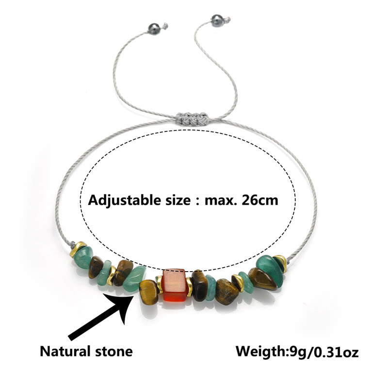 Buddha Stones Pulsera de la suerte con cornalina, ojo de tigre y aventurina verde.