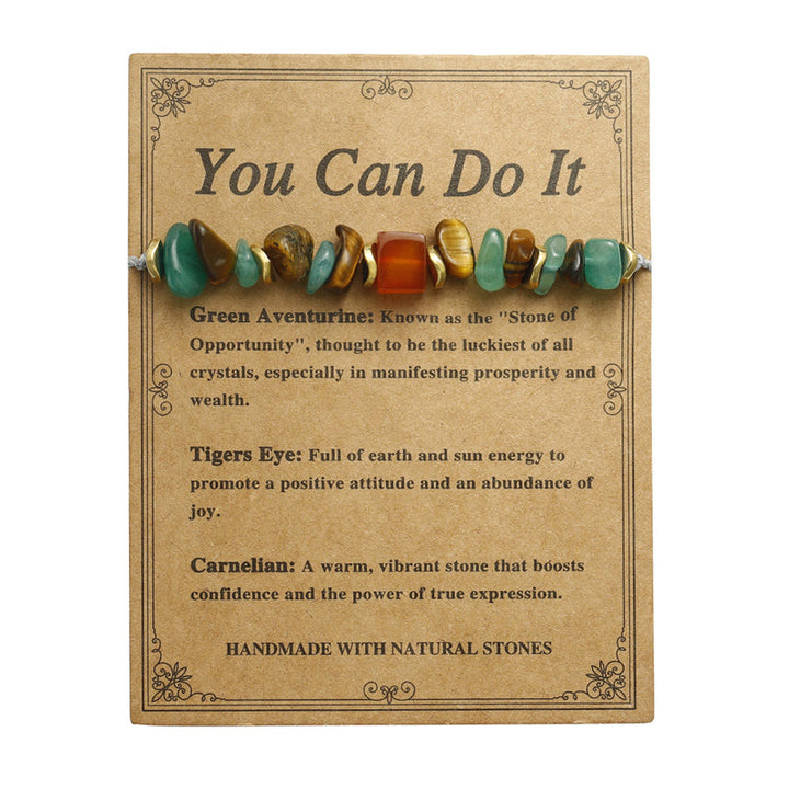 Buddha Stones Pulsera de la suerte con cornalina, ojo de tigre y aventurina verde.