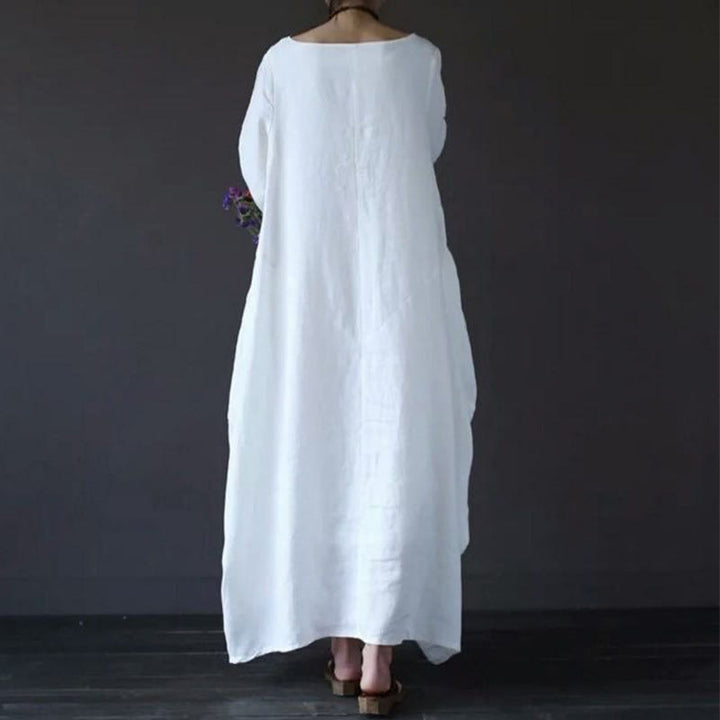 Vestido largo de algodón con mangas tres cuartos y estampado de Buddha Stones para mujer - image 2