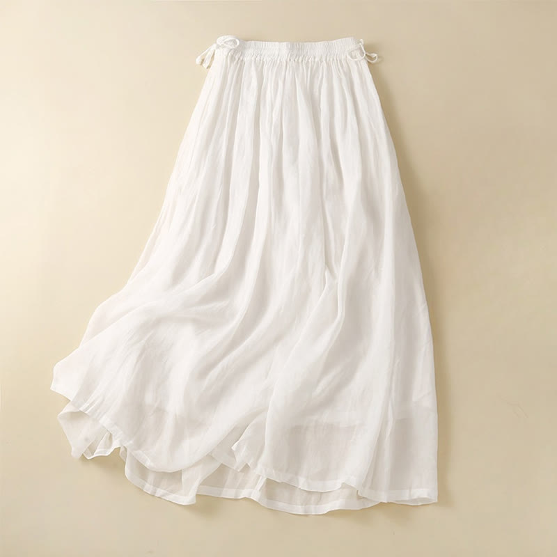 Falda de algodón con cintura elástica y cordones para mujer, con estampado de Buddha Stones y bolsillos - Blanco - US8-10，UK/AU12-14，EU40-42 (2XL) - image 11