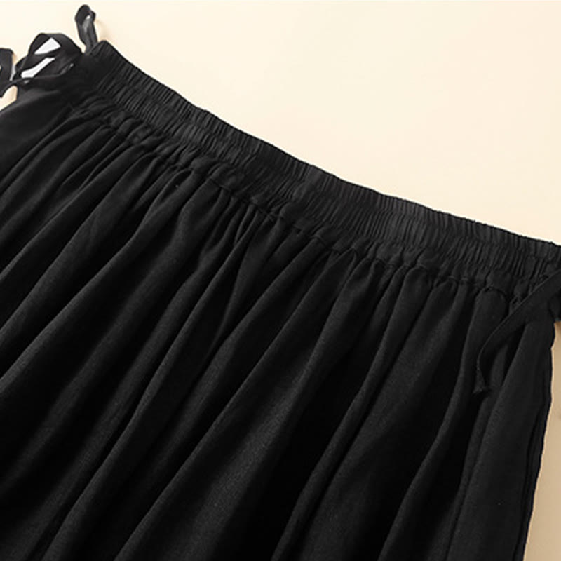 Falda de algodón con cintura elástica y cordones para mujer, con estampado de Buddha Stones y bolsillos - image 18