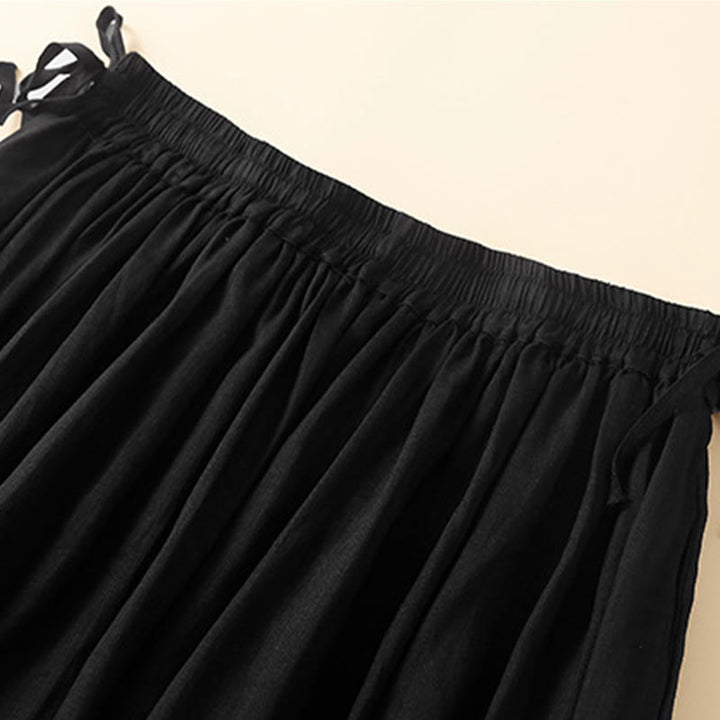 Falda de algodón con cintura elástica y cordones para mujer, con estampado de Buddha Stones y bolsillos - image 18