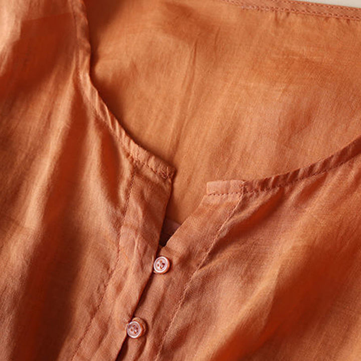 Vestido midi para mujer con bordado geométrico de Buddha Stones y mangas de nueve cuartos con bolsillos - image 9