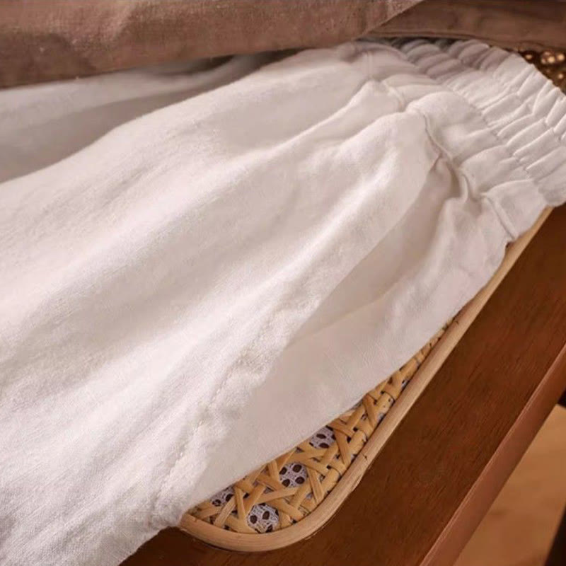 Pantalones harén de lino y algodón de cintura alta para mujer, informales, lisos y con bolsillos, de Buddha Stones - image 12
